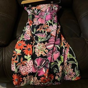 Lilly Pulitzer Franco Strapless Sheath Dress Size Small Floral Black Print